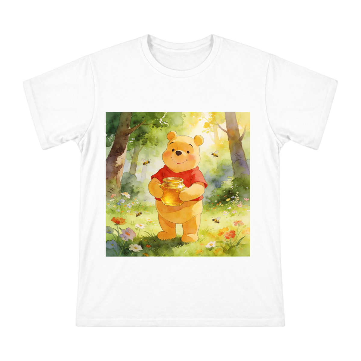 Winnie the Pooh Watercolor Illustration T-Shirt front [ai-pod:f5bddd665119e0c18aadc31e50add74e]