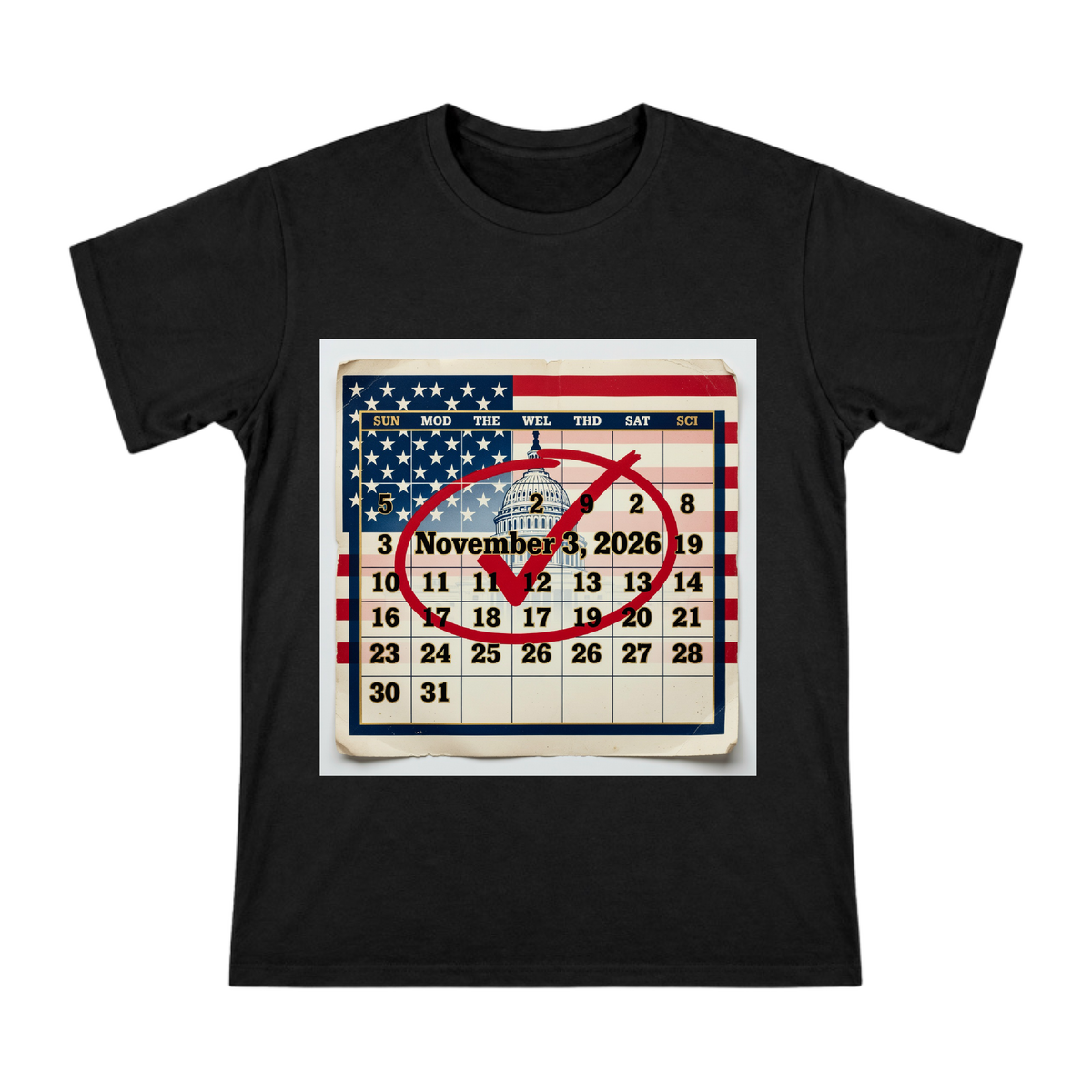 2026 Election Day Vintage Calendar Retro US Capitol Graphic Men's T-Shirt front [ai-pod:7c0d9fc2c4b8cd02ea44eb3c6433c92a]