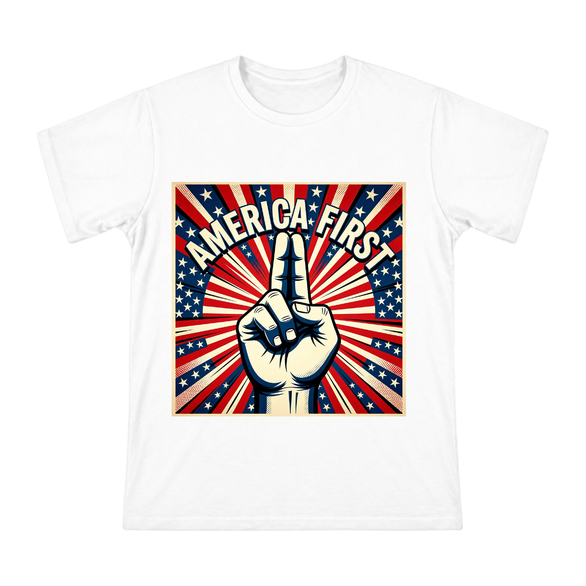 American Retro Pop Patriotic Gesture Art T-Shirt front [ai-pod:163e9b5954e6c7c59499c9a8fb6aa4e9]