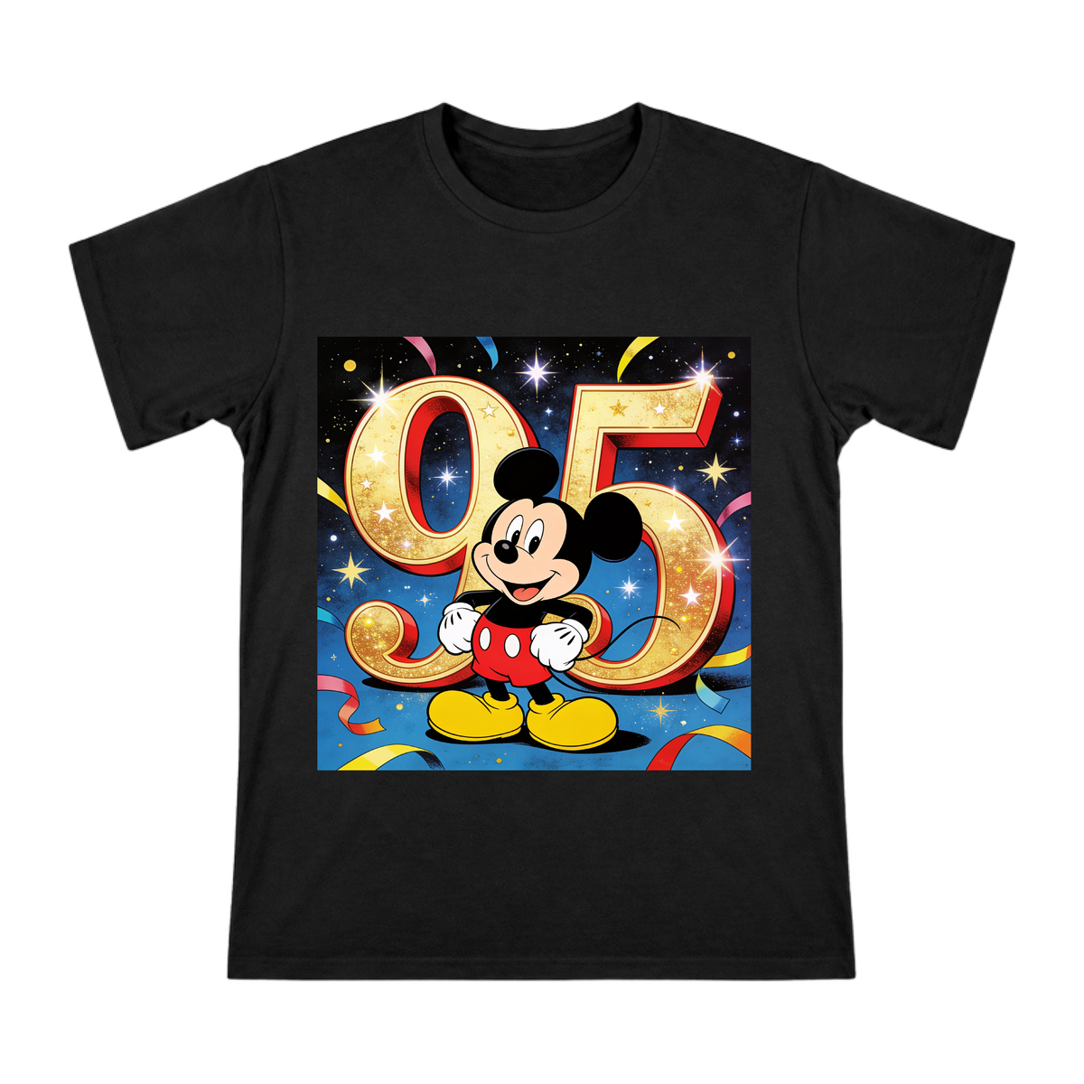 Mickey Mouse 95th Anniversary Gold Number Illustration Men's Short Sleeve T-Shirt front [ai-pod:49f212ebcabd1082fa4cb7c3c1a9936d]