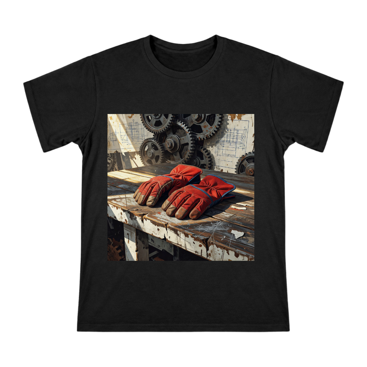 Vintage Red Canvas Leather Work Gloves Men's Custom Short Sleeve T-Shirt front [ai-pod:dd1233613caf587e0984decdb2e4742c]