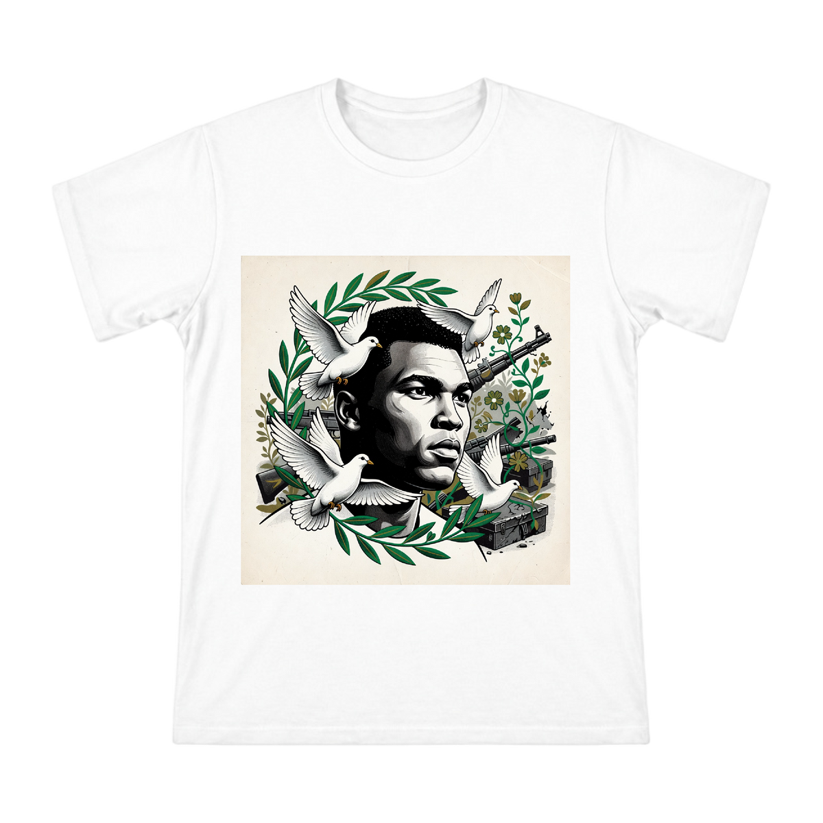 Muhammad Ali Peace and Power Art Men's Custom T-Shirt front [ai-pod:8ea302ddeee30ec6d9734d57f914f572]
