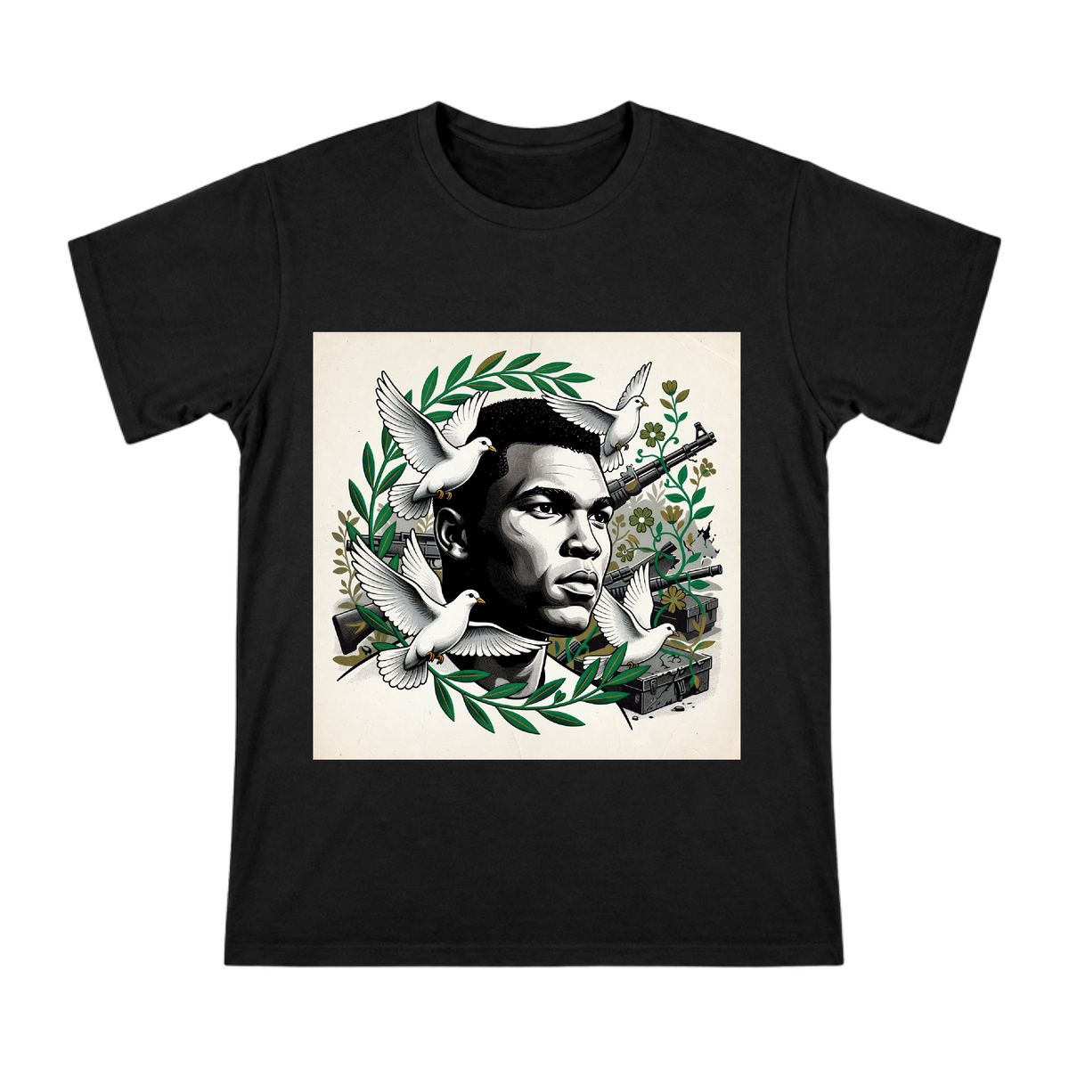 Muhammad Ali Peace and Power Art Men's Custom T-Shirt front [ai-pod:5fdc2ba602623df6e3ddbd8b9bc41d0e]