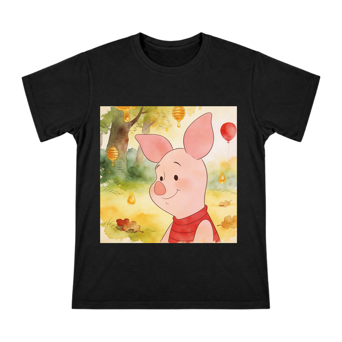 Piglet Storybook Illustration Men's Custom Cotton T-Shirt front [ai-pod:354966fbd2be033636a0a3131e662bc9]