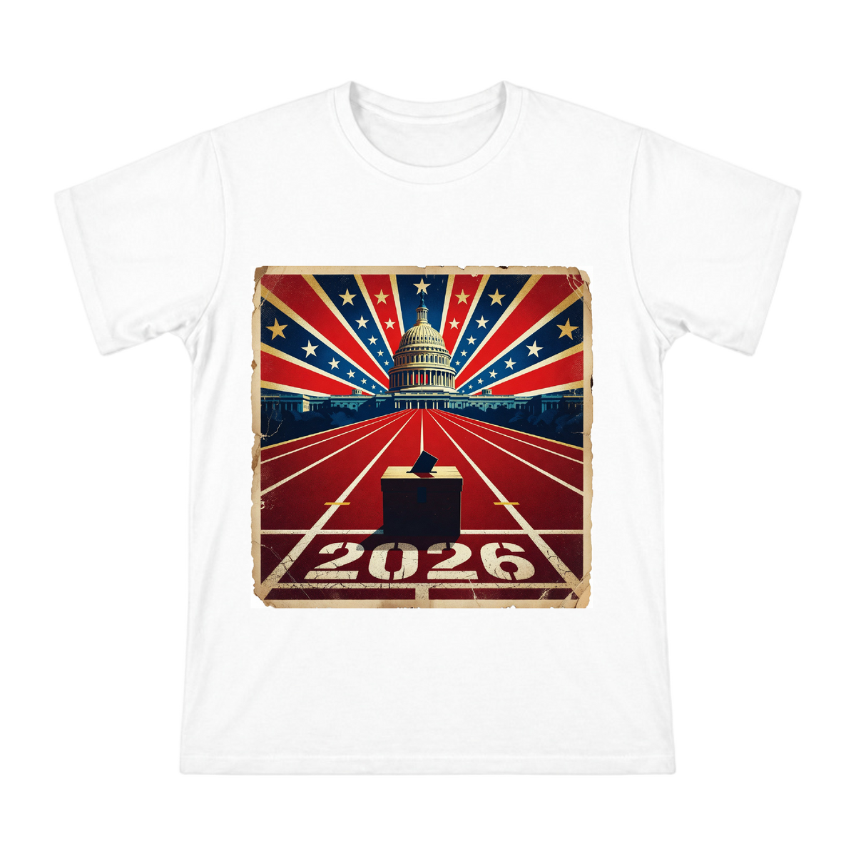2026 Retro Campaign Start Line Men's Cotton T-Shirt front [ai-pod:02ce24a8345ca9c55359c036eb156a34]