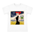 Vintage Red-Haired Cartoon Woman in Black Dress Men's Custom Print T-Shirt front [ai-pod:0187efb432fe94ba30aed500ddc35286]
