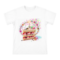 Retro Pop Birthday Cake Illustration T-Shirt front [ai-pod:63d5b99b6d38072b1b63734af2431b54]