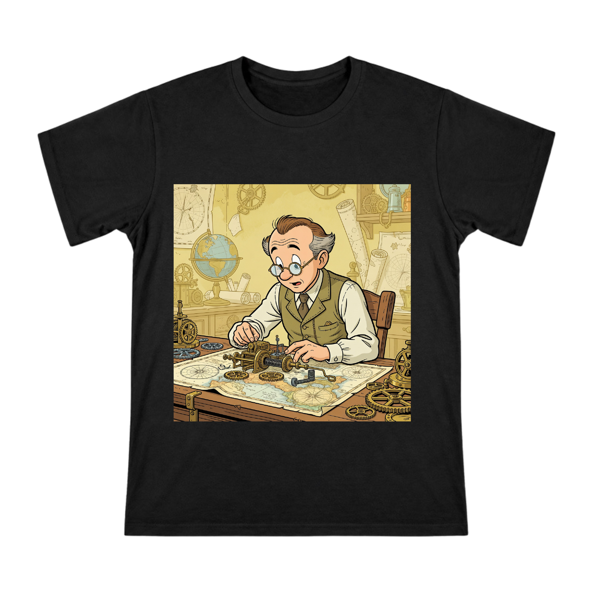 Steampunk Inventor Brass Gears Men's Cotton T-Shirt front [ai-pod:872c3427e779fdd6cf6c212ad14d18ff]