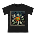 Retro American Halloween Pumpkin and Dancing Skulls Men's Short Sleeve T-Shirt front [ai-pod:5fe0b7035e608f478678e2cb93454094]