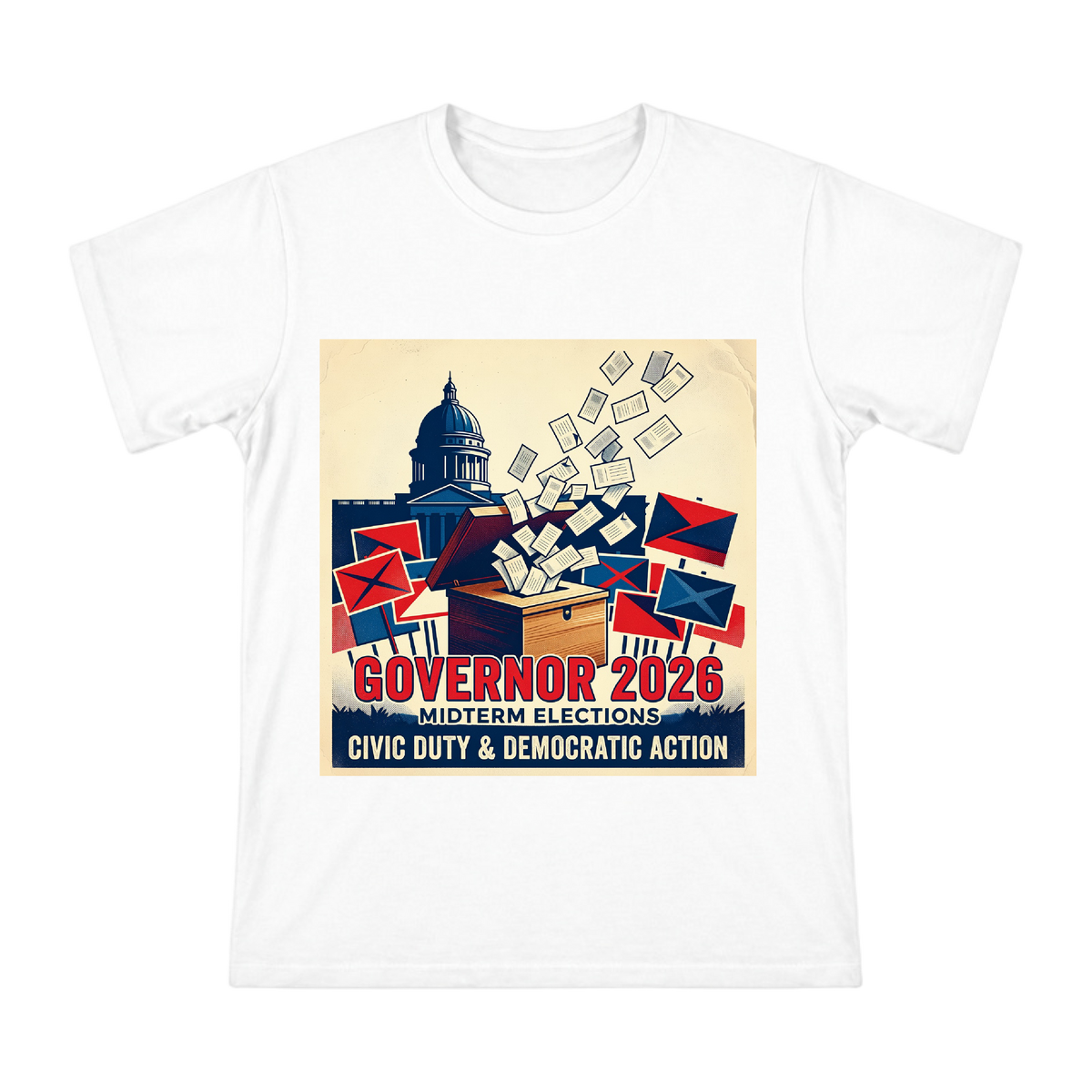 2026 Governor Midterm Election Vintage Political Poster Men's Short Sleeve T-Shirt front [ai-pod:b01eeff3dfa0c52815e6ada5faa293fe]