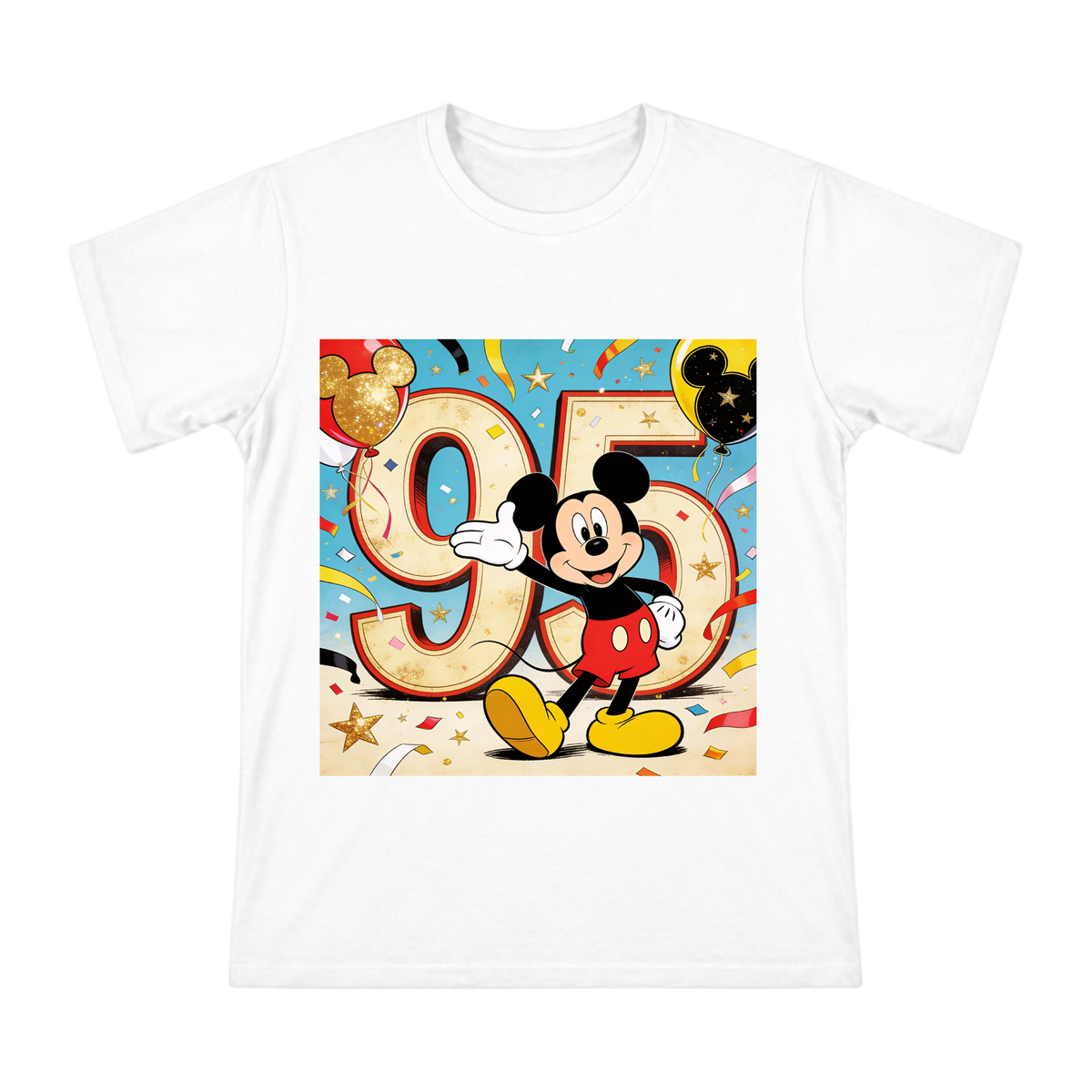 Mickey Mouse 95th Anniversary Retro Celebration T-Shirt front [ai-pod:648ce8d82f5b7e687e7298f8eb2045f6]