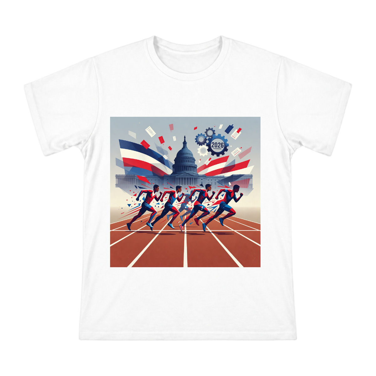2026 Capitol Hill Sprint: Geometric Fragment Political Campaign Art T-Shirt front [ai-pod:9d2ec568fc7ae473ec7939dde5efe47d]