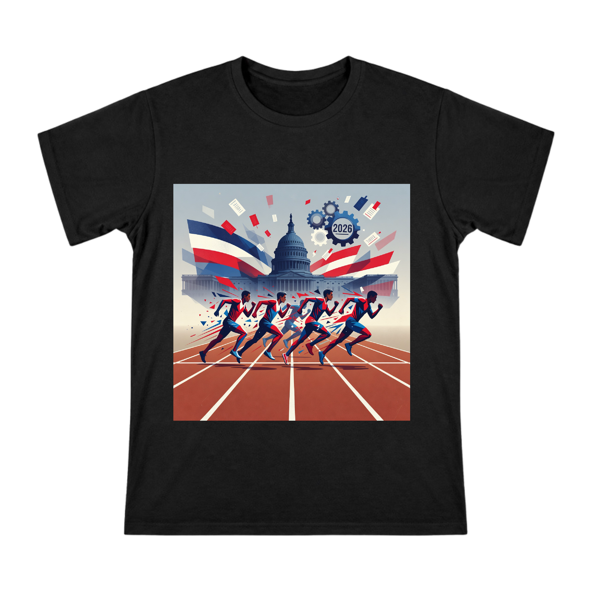 2026 Capitol Hill Sprint: Geometric Fragment Political Campaign Art T-Shirt front [ai-pod:47110a9fb38318c8d32f648552d95eb1]