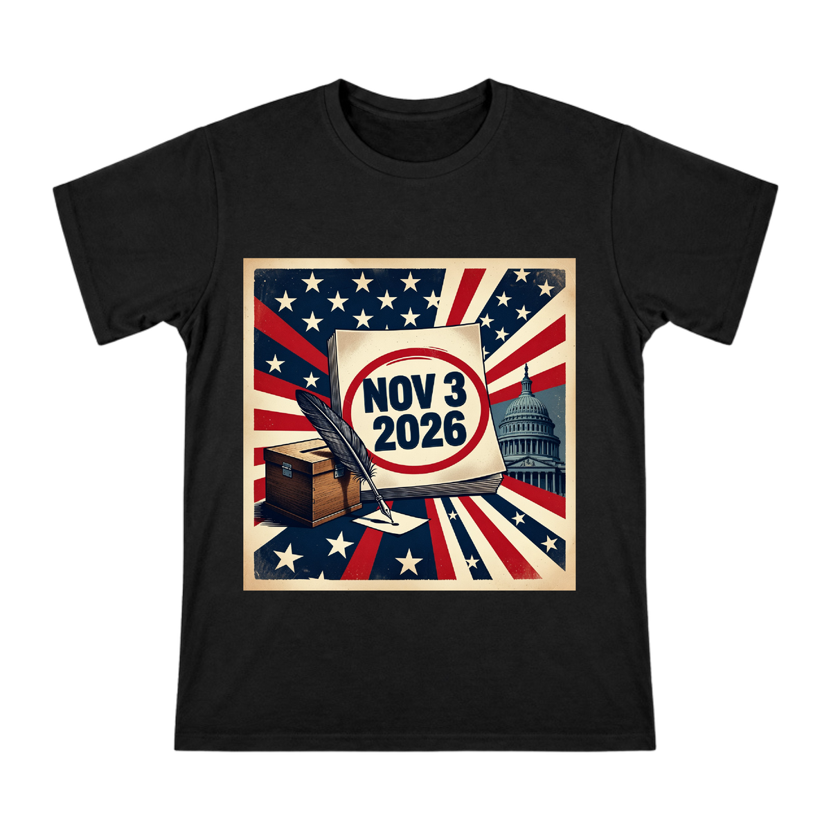2026 Election Day Vintage Poster Men's T-Shirt front [ai-pod:f1e35cbf0a4074ccbd90b65d966f52e8]