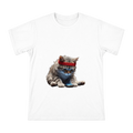 Exhausted Tabby Cat with Red Sweatband Staring at Smartwatch Men's Cotton T-Shirt front [ai-pod:827020618211cf12807320a6b17bdd37]