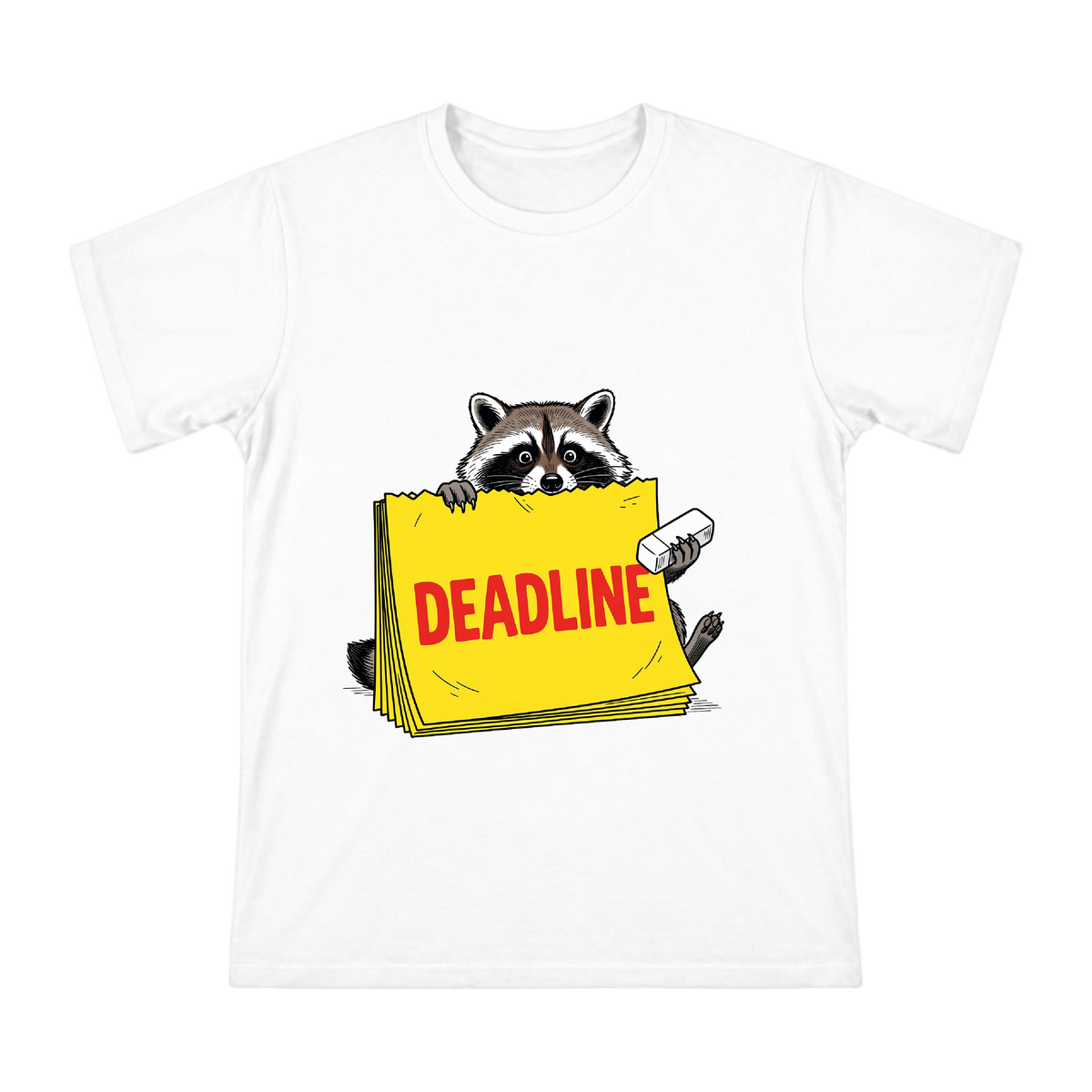 Deadline-Escaping Raccoon Vector Illustration Men's Short Sleeve T-Shirt front [ai-pod:19e76ba1871442ccdd3342fde3ae4501]