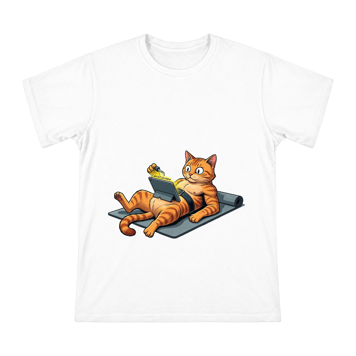 Muscular Orange Cat Calorie Counter Moment T-Shirt front [ai-pod:bdbd45f6bdb903b496eac9f9c6cf8cfa]