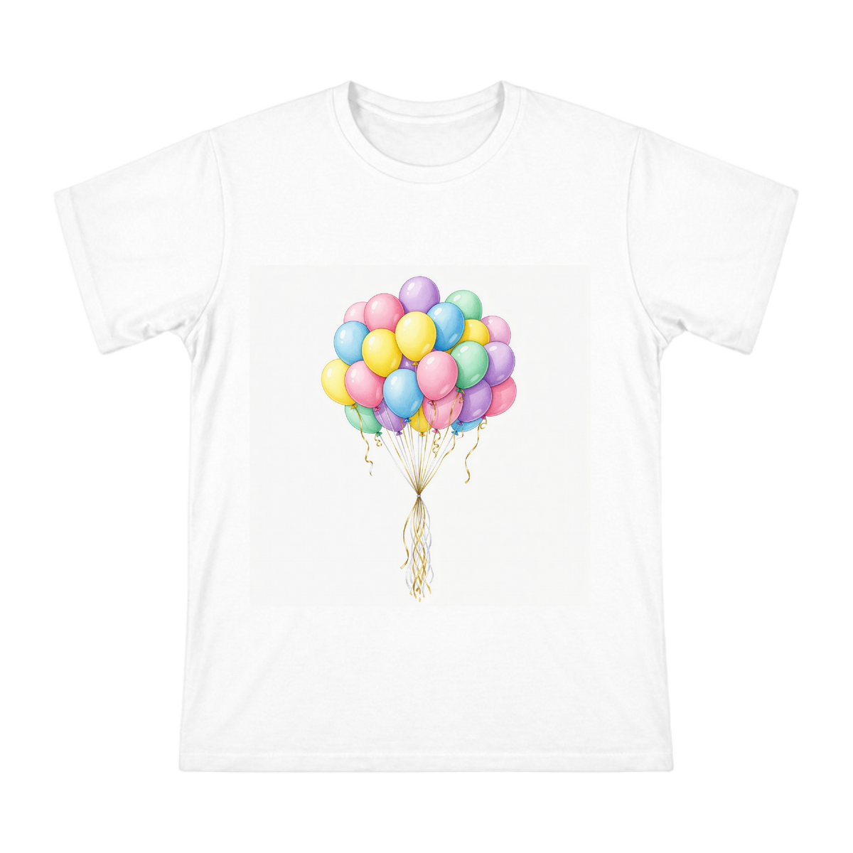 Pastel Balloon Bouquet Watercolor Illustration T-Shirt front [ai-pod:7d79284ac3173d87db6061e5595b3581]