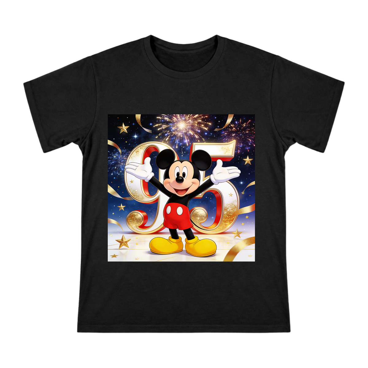 Mickey Mouse 95th Anniversary Gold Celebration Men's Cotton T-Shirt front [ai-pod:4871ffa551e69b86751bbba937d113f0]