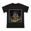 Ghost Jack and Pumpkin Lantern in Dark Forest Men's Cotton T-Shirt front [ai-pod:c33d685e5205ab5c66b33860d1fc25c9]