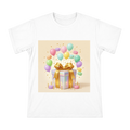 Rainbow Gift Box and Macaron Balloons Birthday Celebration T-Shirt front [ai-pod:2dd45f58d46016ee62fbe6ee6691f825]