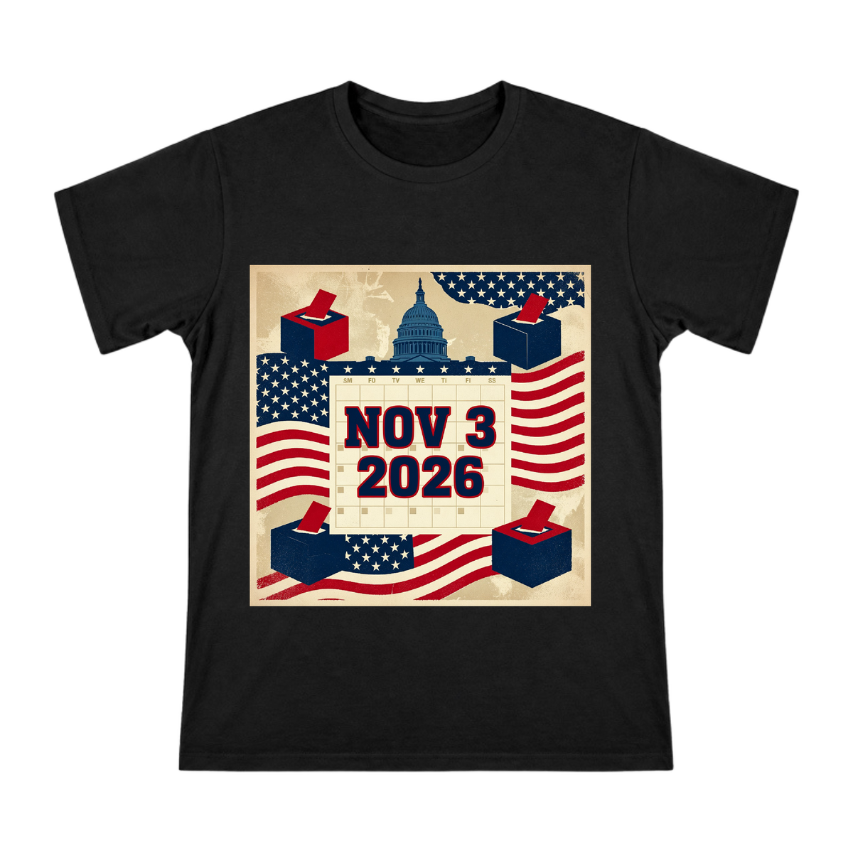 Retro Calendar Pop Art T-Shirt (Front Print) front [ai-pod:e4e272ecfed33647ce1beab25f893eb2]
