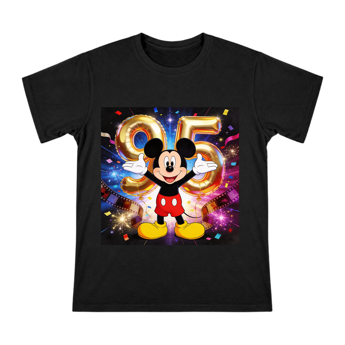 Mickey Mouse 95th Anniversary Gold Balloon Cheer Men's Custom Short Sleeve T-Shirt front [ai-pod:48a5ce4e91039006dcc2b3a46c80a159]