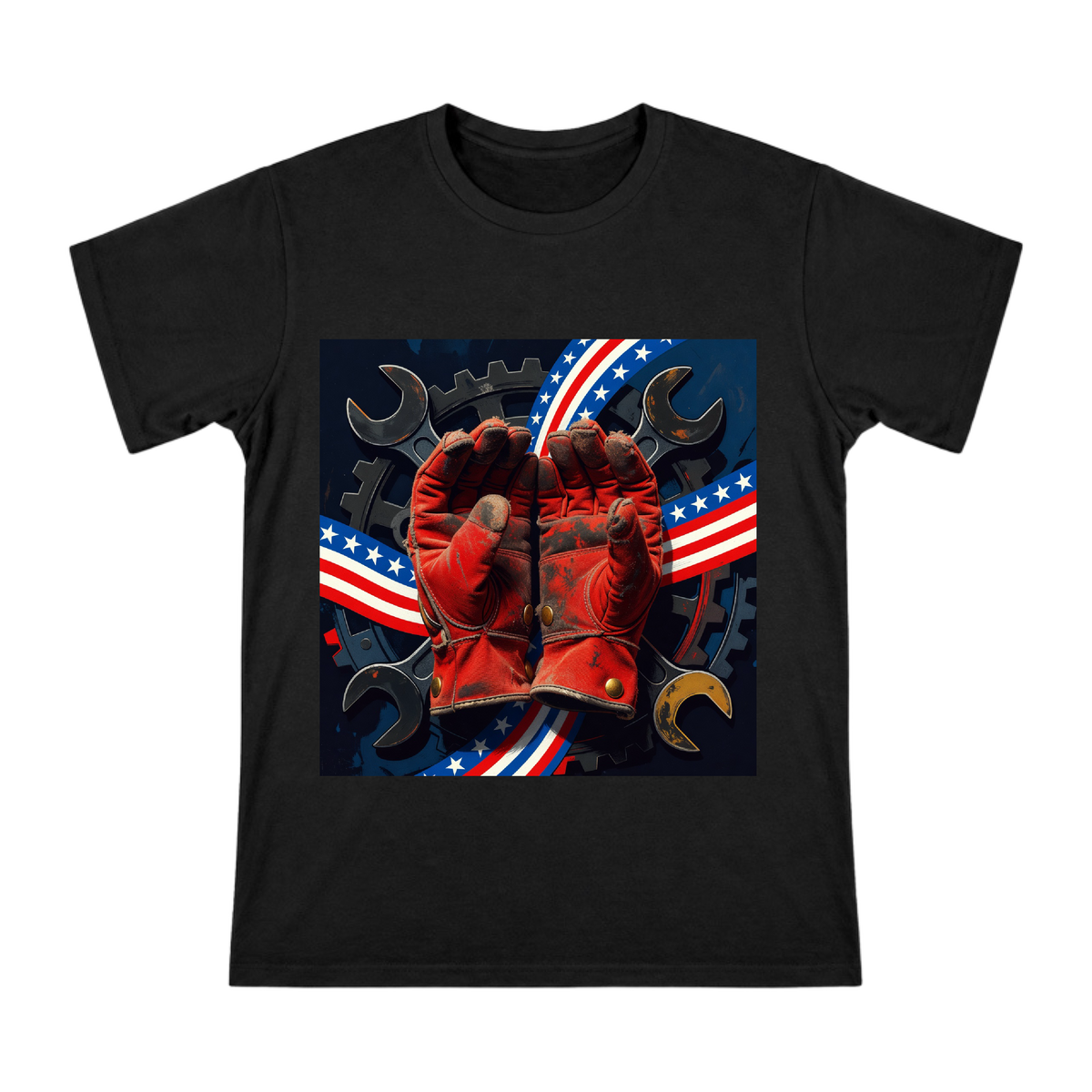 Red Work Glove Tribute to Laborers US Men's Short Sleeve T-Shirt front [ai-pod:26a7b9b6ecbbc42469df29b9dc492960]
