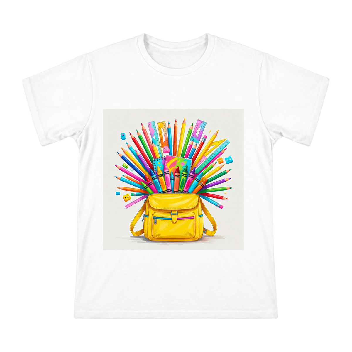 Colorful School Supplies Bursting from Yellow Backpack Illustration Men's Short Sleeve T-Shirt front [ai-pod:5a7c6a41c3f7d14b54aa0c87ebb8e5a7]