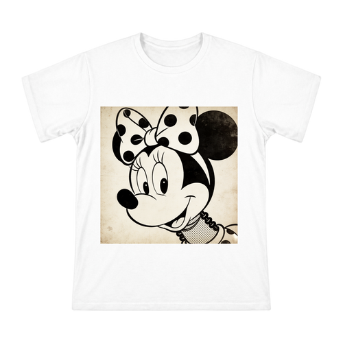 Retro Black-and-White Minnie Mouse Polka Dot Bow T-Shirt front [ai-pod:42da3a98e77cd9ffc4ce97cb05c55ea4]