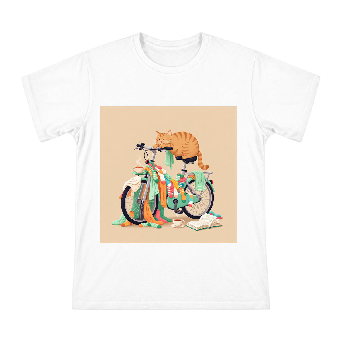 Orange Cat on Mint Green Bicycle Custom Men's Short Sleeve T-Shirt front [ai-pod:fb4c019aecaa0dab56efefae9f8c3452]