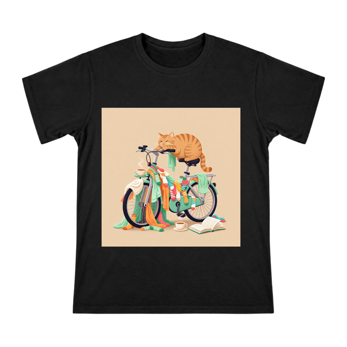Orange Cat on Mint Green Bicycle Custom Men's Short Sleeve T-Shirt front [ai-pod:9af5fb60e1109750390b1a0c4fa2ca76]