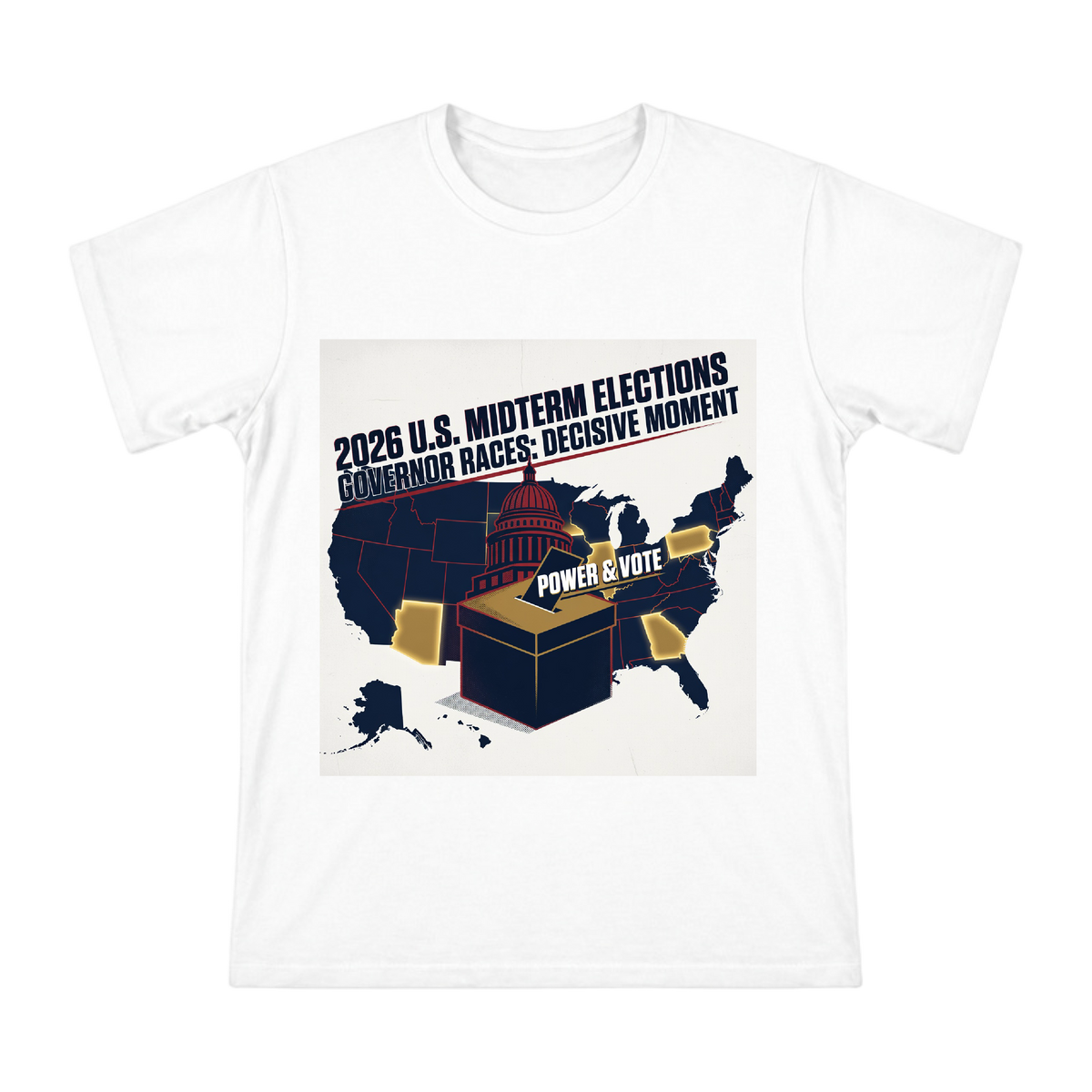 2026 US Midterm Election Power & Vote Graphic Men's Heavyweight Cotton T-Shirt front [ai-pod:368b84cd27c24253345a5e00d047bd9e]