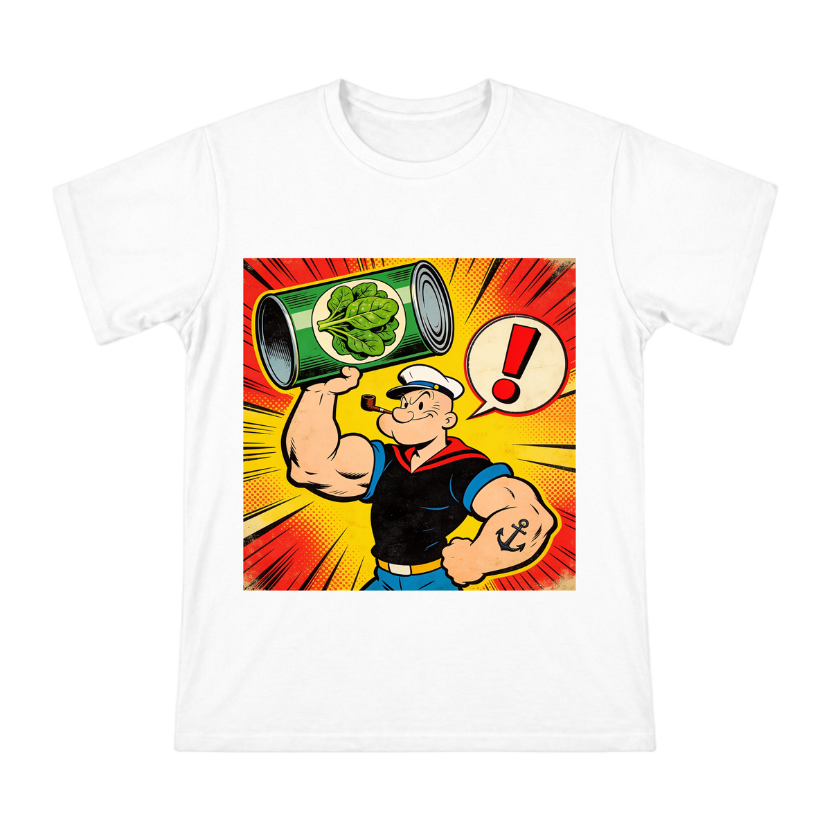 Vintage Sailor with Spinach Can Retro Comic Print Men's Cotton T-Shirt front [ai-pod:13938ab9f414859590616501a3c4aca2]