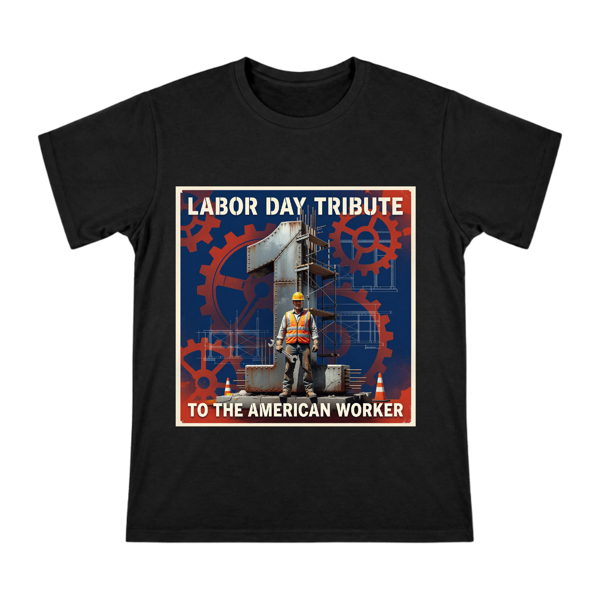 Industrial Giant Digital One Construction Worker Men's Cotton T-Shirt front [ai-pod:fb3d34310a166995902df5433d72a057]