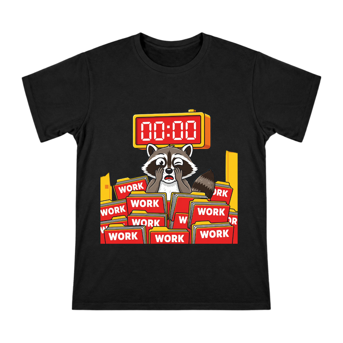 Funny Raccoon Hiding from Work Deadlines Men's Custom T-Shirt front [ai-pod:44ff257d47fc7b94a14a2a8a520a4bcc]