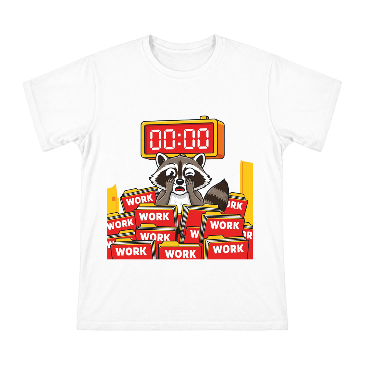 Funny Raccoon Hiding from Work Deadlines Men's Custom T-Shirt front [ai-pod:d933c2bd739416578baf9c25fba07680]