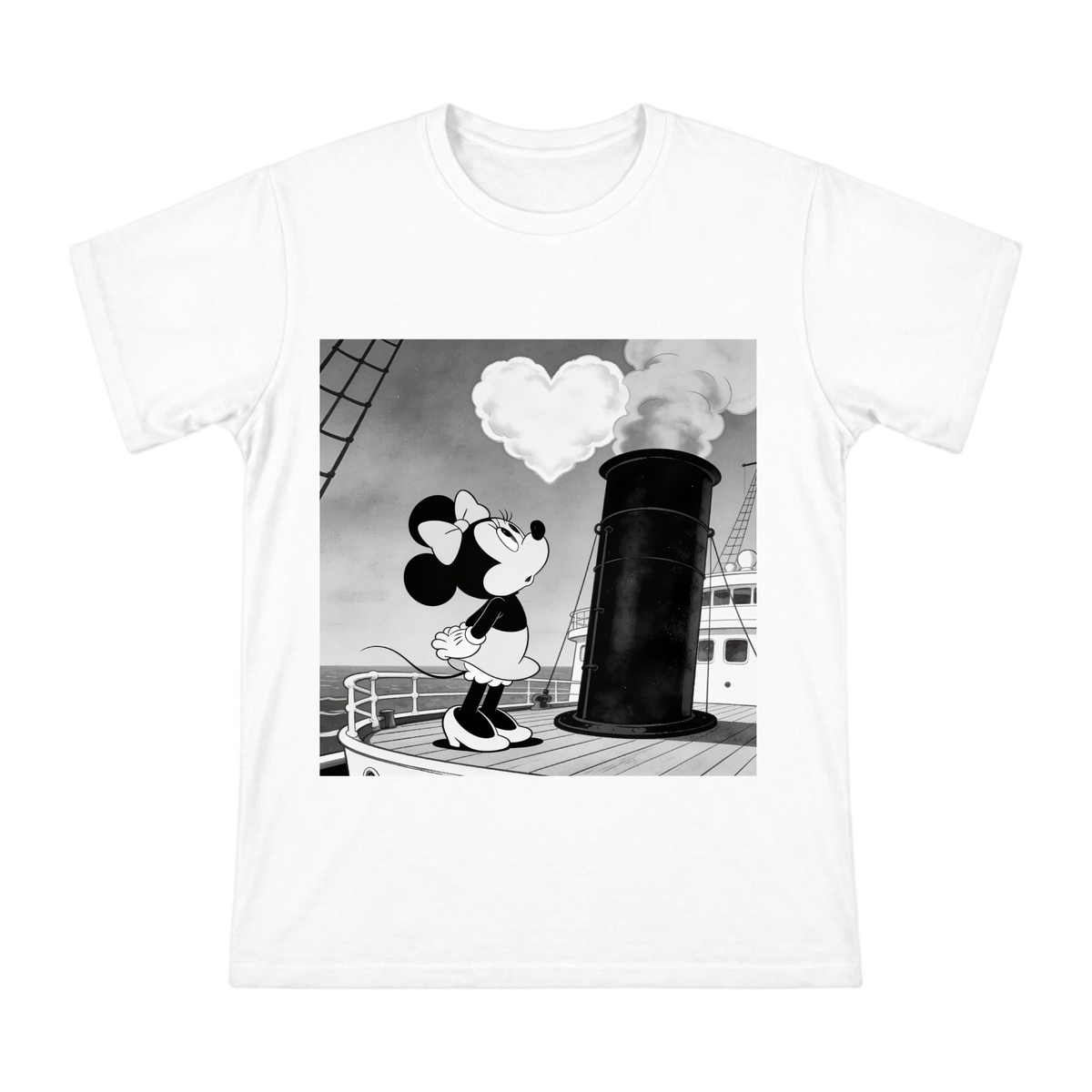 Vintage Minnie Mouse Heart Smoke Steamboat T-Shirt front [ai-pod:f81439c9c53bac9d9fa85cc7859d8903]