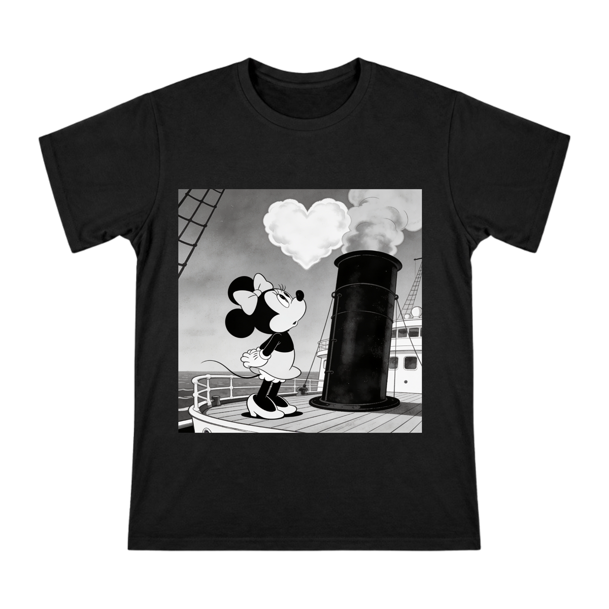Vintage Minnie Mouse Heart Smoke Steamboat T-Shirt front [ai-pod:6354087b5441b595c31033ae2d7b6a38]