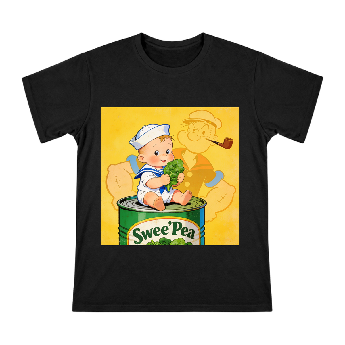Vintage Swee'Pea Baby Spinach Can Retro Comic Men's T-Shirt front [ai-pod:4706941ff2802e9bf18a35f5214b481c]