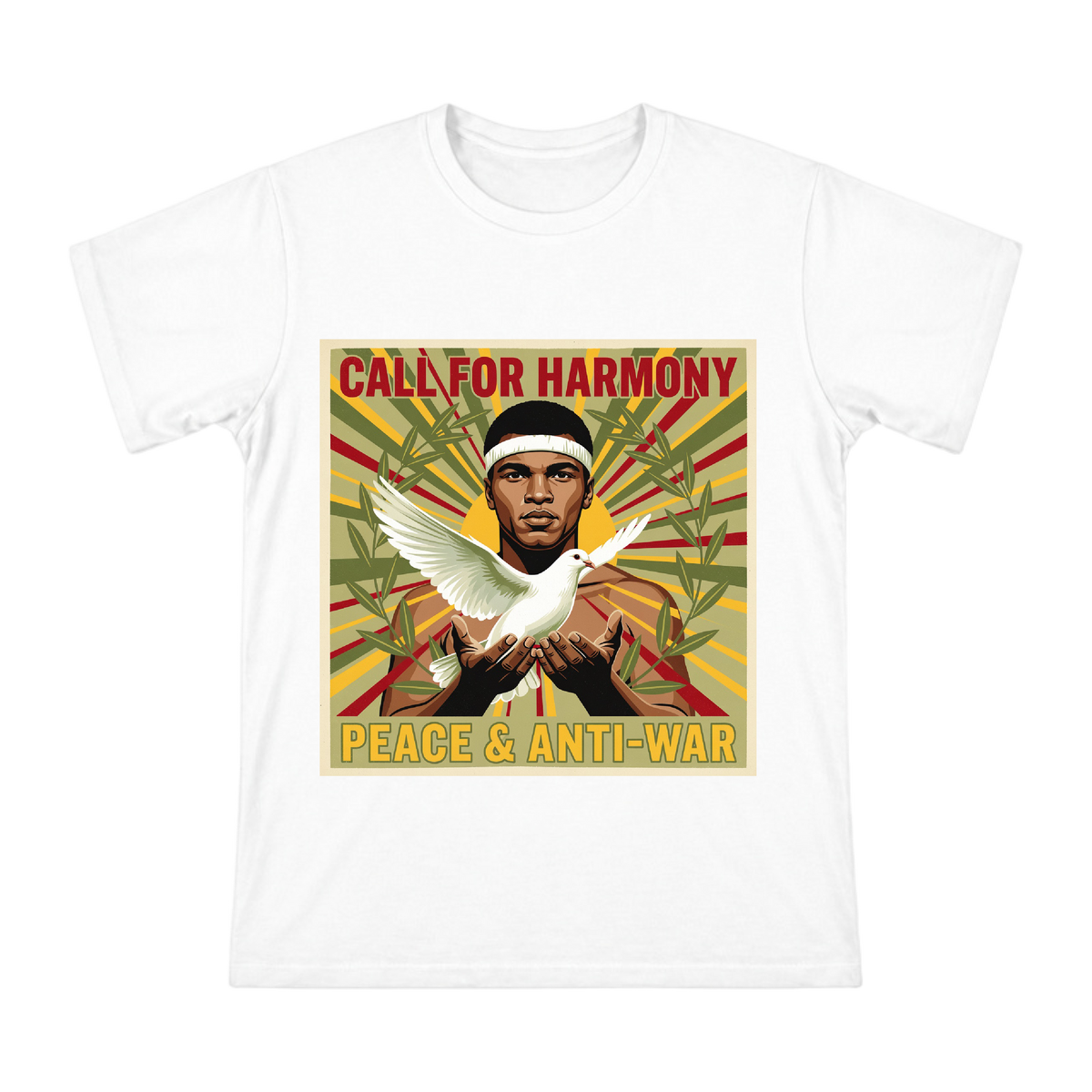 Muhammad Ali Peace Dove Retro Poster Men's Custom Short Sleeve T-Shirt front [ai-pod:8d2a1e579964cc5ca203b10503fe7b4d]