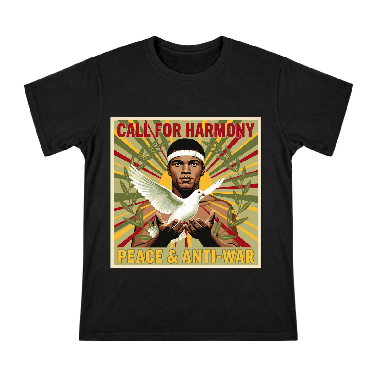 Muhammad Ali Peace Dove Retro Poster Men's Custom Short Sleeve T-Shirt front [ai-pod:79c0b9431a1c700352b2f3446313e1ed]