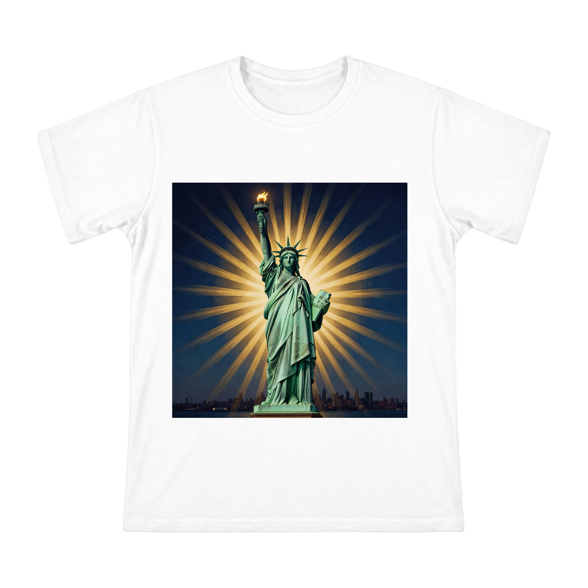 Statue of Liberty Art Men's Custom Print Cotton T-Shirt front [ai-pod:afbb89acb0f439a2d38696577dd48744]