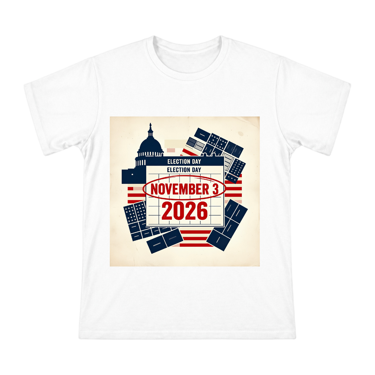 2026 Election Day Retro Calendar Poster Men's Short Sleeve T-Shirt front [ai-pod:89e4387f37f02dca8957a5f84c36d839]