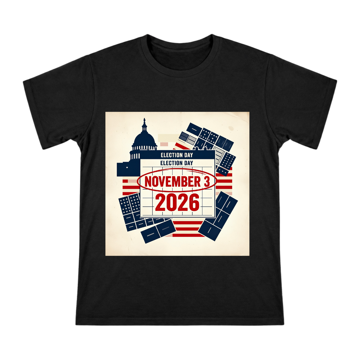 2026 Election Day Retro Calendar Poster Men's Short Sleeve T-Shirt front [ai-pod:680e3fe9cd655dc5e0753ae83ba9662e]
