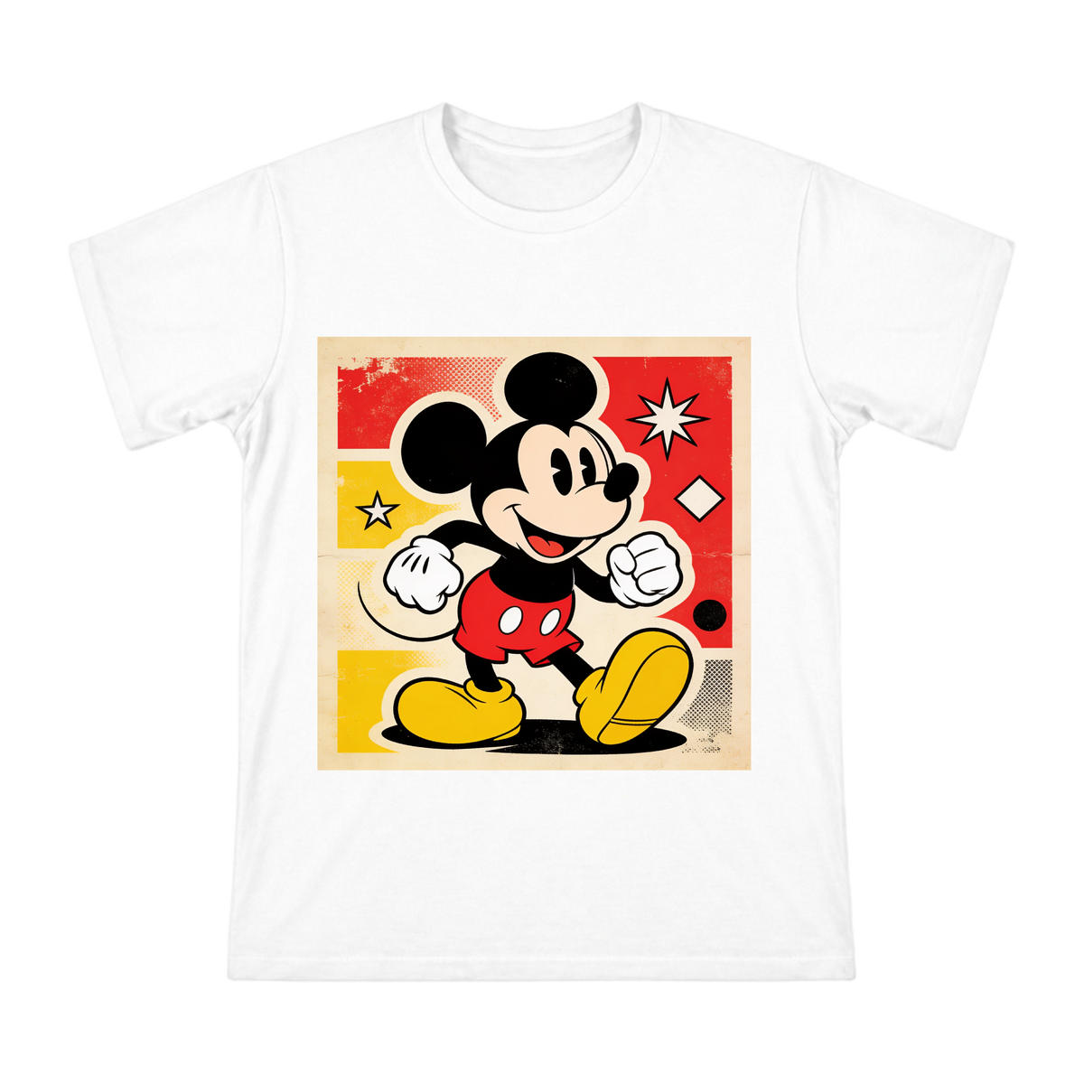 Retro Pop Art Mickey Mouse Vibrant Illustration Men's Short Sleeve T-Shirt front [ai-pod:e656ed0bd1be64eb20de7d68eccac5ee]