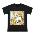 Retro Explorer Wire Fox Terrier and Treasure Map Men's Cotton T-Shirt front [ai-pod:51e075bde91d3027ca3509c31a4aa0e8]