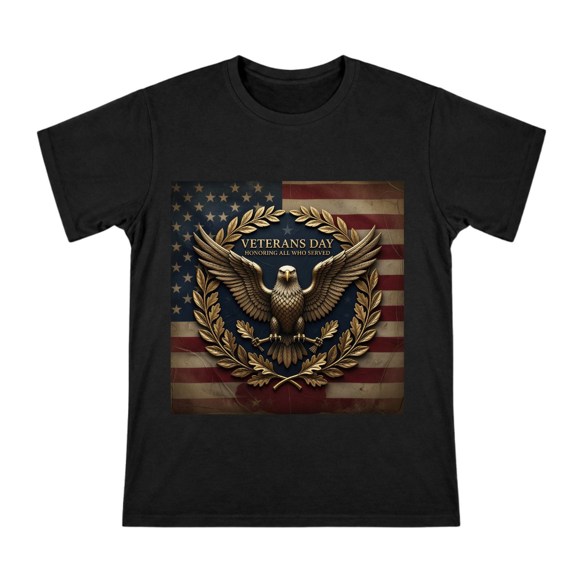 Vintage Gold Relief Eagle and Laurel Oak Leaf Badge Men's Short Sleeve T-Shirt front [ai-pod:89f61f5de7868bcffa87ac866b0c52b9]