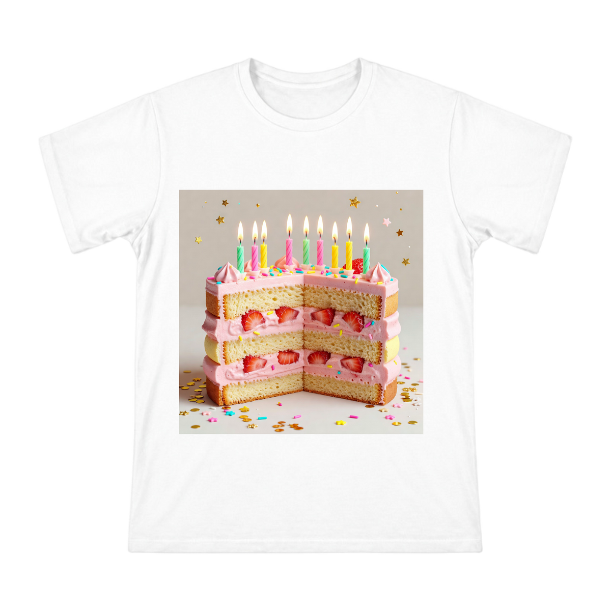 Sliced Strawberry Cream Cake Men's Custom Short Sleeve T-Shirt front [ai-pod:d703414caba2a37d3cfce30af4f029a1]