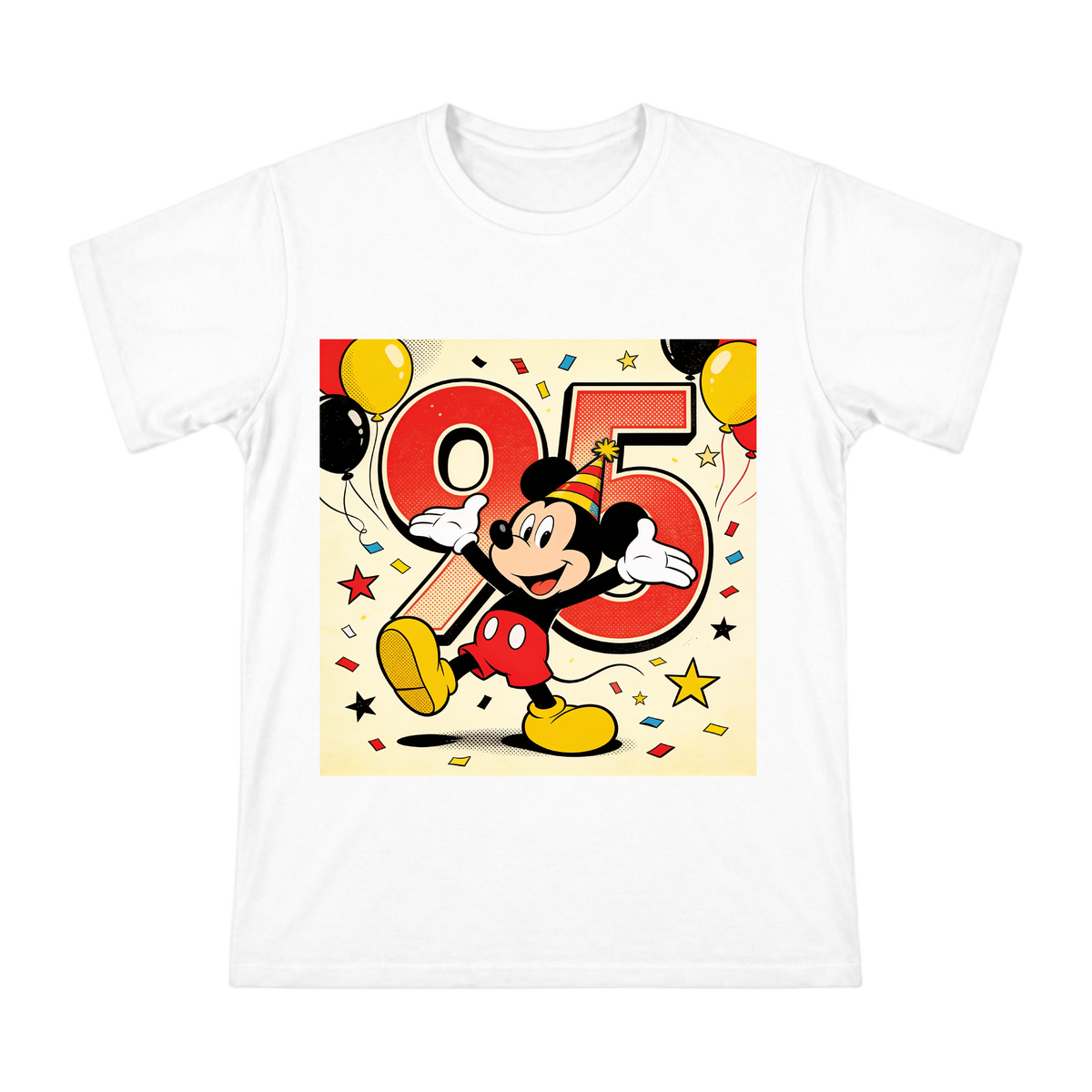 Mickey Mouse 95th Anniversary Retro Pop Art Men's Custom T-Shirt front [ai-pod:579cb74ceb500188c22a32a5b5c37735]